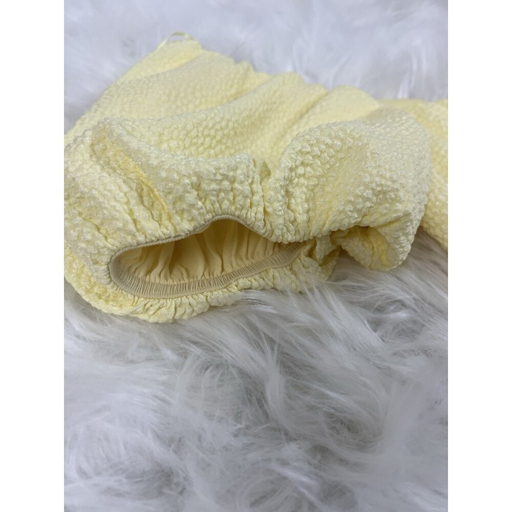 Vici Womens Butter Yellow Cut Out Tie Back Bubble Crop Top Bohemian NWOT Large - Picture 10 of 12